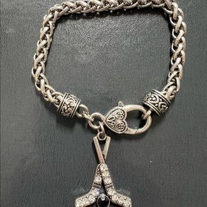 Silver bracelet with rhinestones hockey sticks